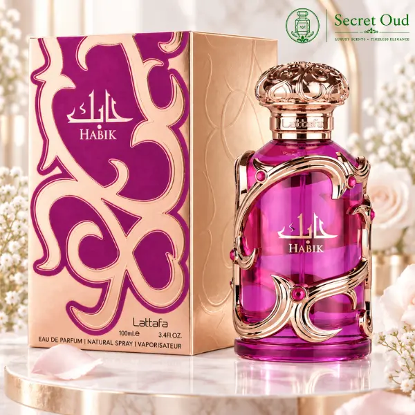 Lattafa Habik Women's Eau de Parfum (EDP) Natural Spray, 100ml (3.4 fl oz) - Vanilla Roses EDP Fragrance, Soft Elegant Fragrance, Beauty Products, Ideal Gifts for Women