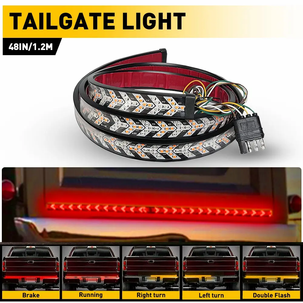 AUXITO 48"/60" Inch Truck Tailgate Strip LED Sequential Brake Signal Reverse Tail Light Bar