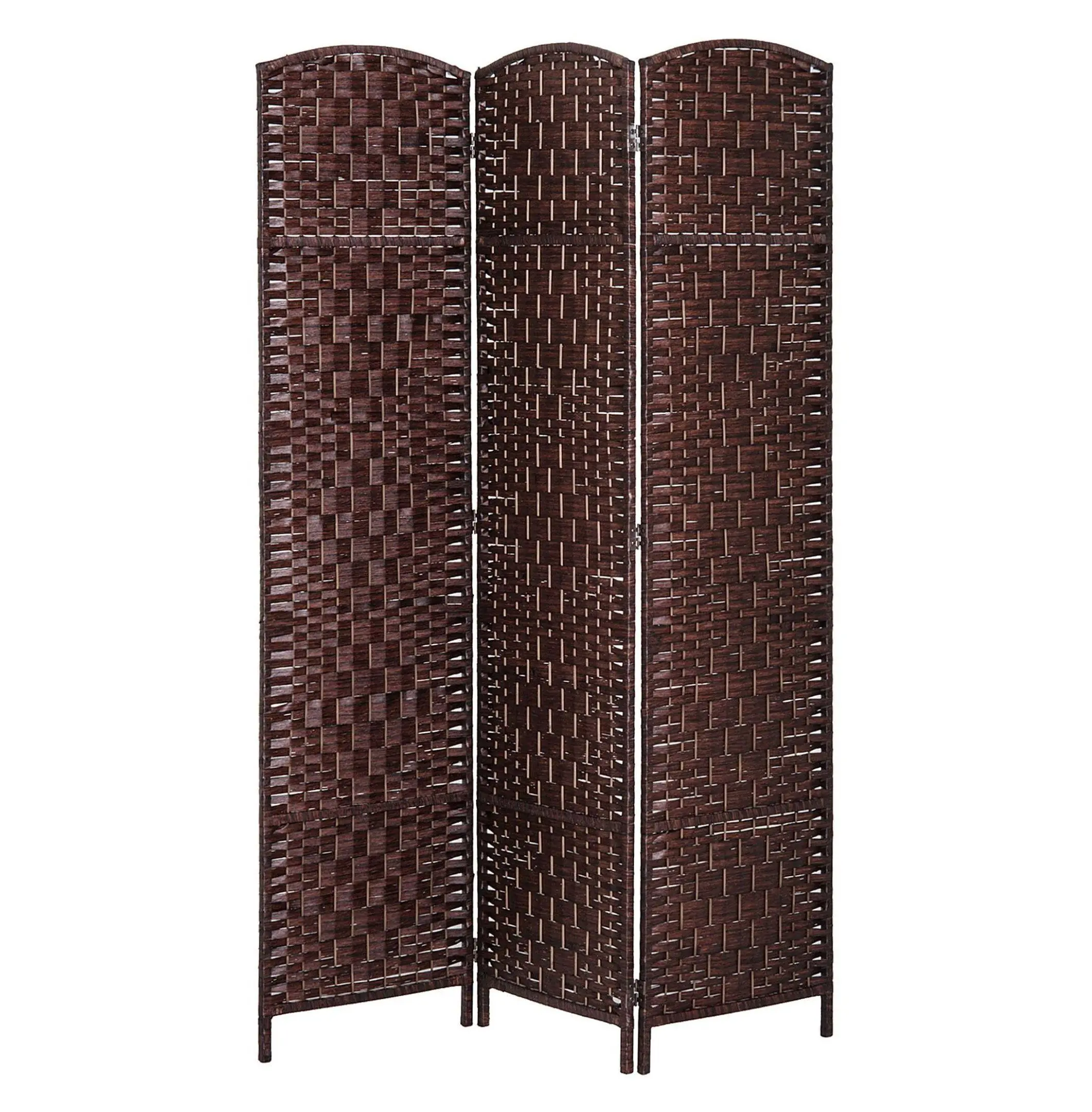 Wicker Room Divider 6ft Tall - 3 Panel Folding Privacy Screen - Brown Rattan Wall Partition for Home, Office, Dorm