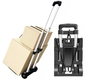 2-Wheel Folding Hand Truck, 55 LBS Durable Aluminum Dolly Cart, Portable Collapsible Trolley for Moving, Travel, Groceries, Shopping & Office Use