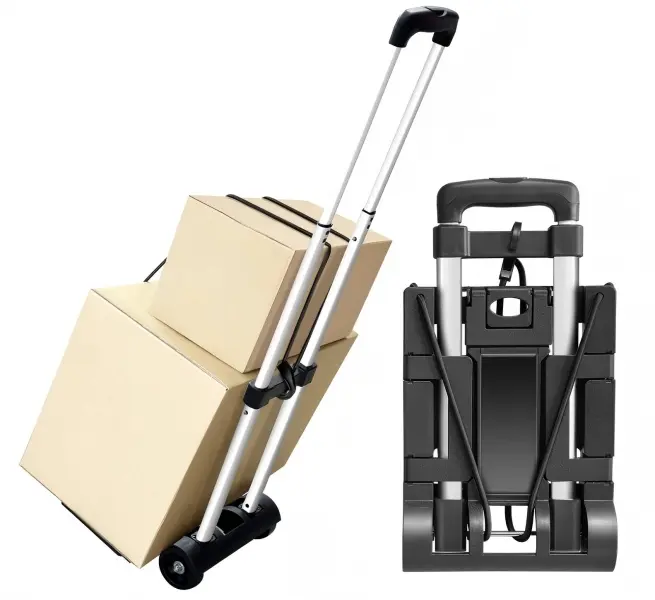 2-Wheel Folding Hand Truck, 55 LBS Durable Aluminum Dolly Cart, Portable Collapsible Trolley for Moving, Travel, Groceries, Shopping & Office Use