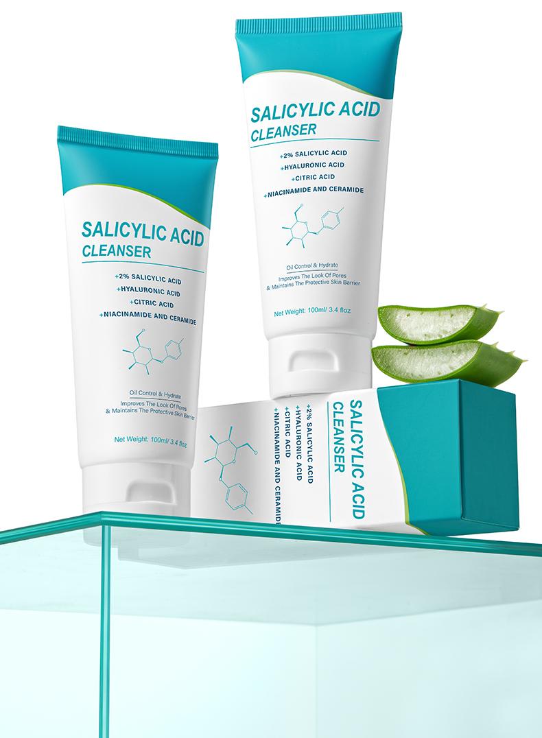 2% Salicylic Acid Cleanser - Hydrating Oil Control Face Wash with Hyaluronic Acid, Niacinamide & Ceramide | Pore Minimizing Acne Cleanser for Oily & Acne Prone Skin, Repairs Skin Barrier, 3.4 fl oz (100ml)