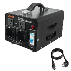 VEVOR Voltage Converter Transformer,  1000VA, Heavy Duty Step Up/Down Power Transformer, Convert from 110V to 220V and 220V to 110V, with US Outlets, EU Outlets, Power Cord, Circuit Breaker Protection