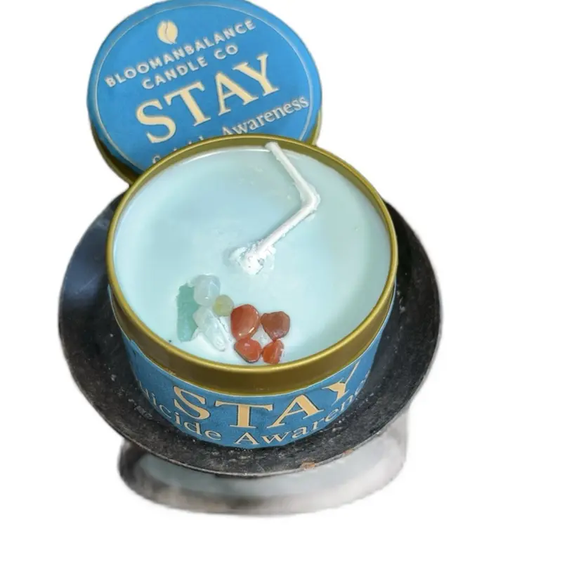 BloomsBalance Candle Co Stay You Are Worth It Suicide Prevention Candle with Massage Oils for Awareness