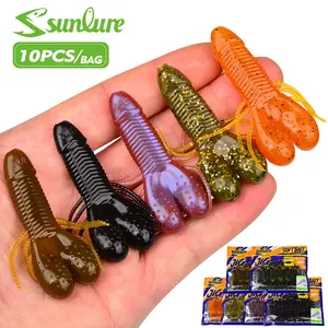 Sunlure 10pcs Soft Plastic Lobster Fishing Lures, Floating Craw Shrimp Artificial Bionic Bait, Freshwater Saltwater, PVC Material
