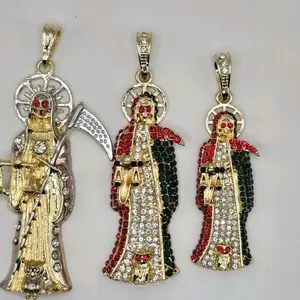 Santa Muerte chain  24"and pendant gold plated