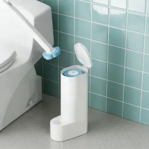 Disposable Replacement Heads Toilet Brush, Toilet Wand, Plastic Bathroom Cleaning Set with Soft Bristles, 360° Panoramic Rotation, Base Included, Hangable Design, for Efficient Decontamination, Bathroom Cleaning Tool