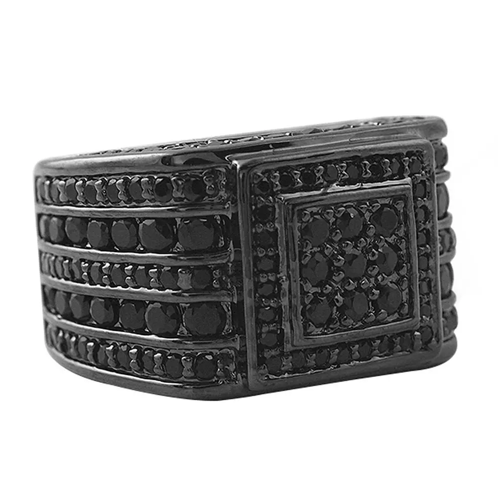 Godfather Black CZ Micro-Pave Custom Costume Jewelry Ring, Rings