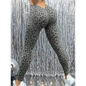 Women's High Waist Leopard Print V-Shaped Yoga Leggings - Seamless, Hip-Lifting, Elastic Fitness Pants, Suitable for Running, Training, and Daily Wear - Durable Nylon/Spandex Blend, Non-Transparent, Yoga Pants