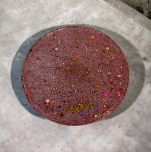 Taurus Zodiac Coaster - Circular Design, Colorful Glittery Finish, Ideal for Tableware Use