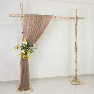 Sheer Wedding Arch Drape – 5ftx14ft Taupe Sheer Curtain Backdrop, Ceiling Drapery Panel