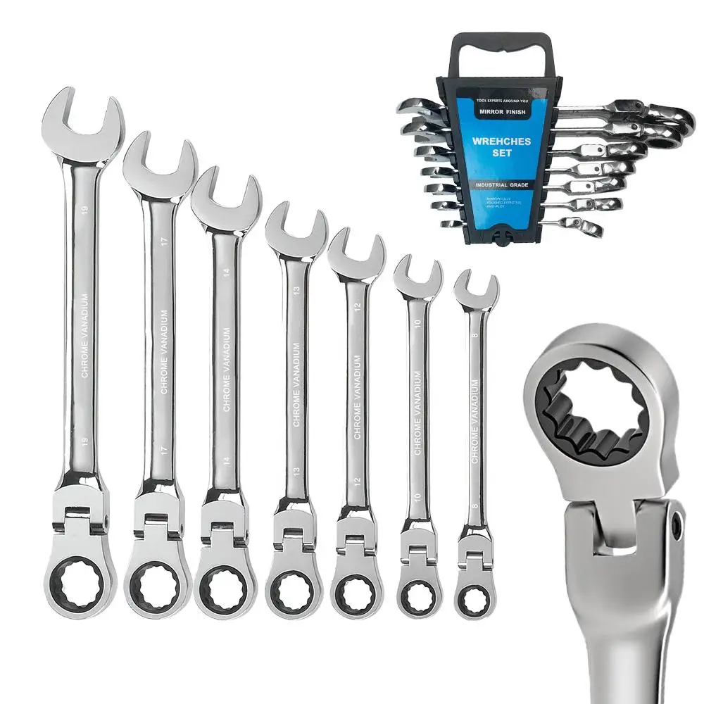 Combination Wrench Set, Flex-head Ratcheting Combination Wrench Set, Multipurpose Car Repair Tool, Professional Hand Tool for Home & Office