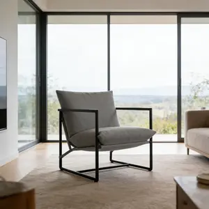 Stylish Metal Frame Accent Chair with Shredded Foam Cushion, Mid-Century Modern Arm Chair for Living Room, Bedroom, Apartment  inimalista