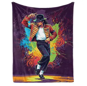 Michael Jackson King of Pop Blanket,MJ Colorful Stage Performance Flannel Throw Blanket, Soft Warm Plush Blanket for Bedroom Sofa Couch, Collectible Gift for Music Fans