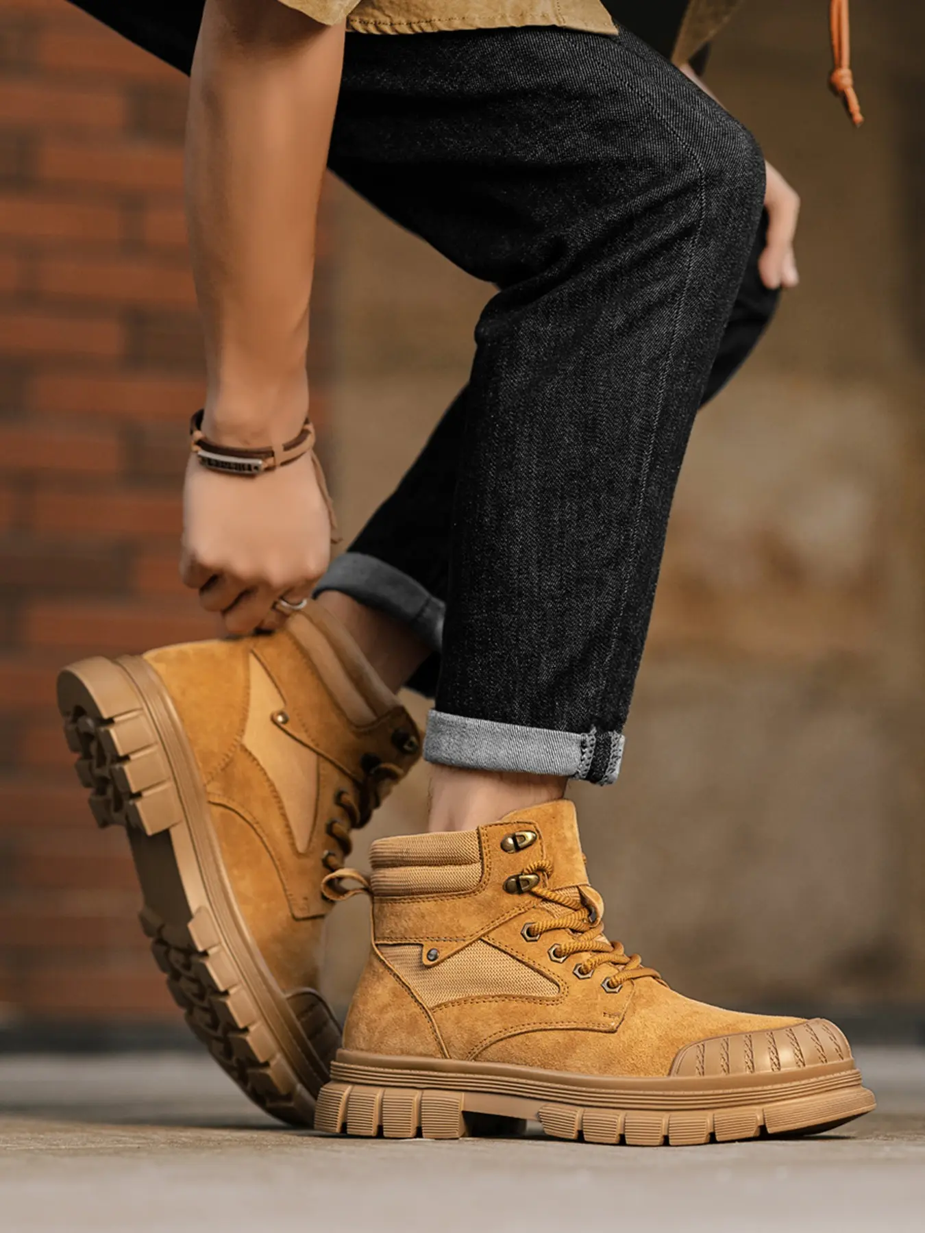 Men's Boots Brown ankle boots vintage classic Thermo-insulated Winter Boots Vegan leather Chukka Boots lightweight stylish Biker Boots Dog walking boots mud resistant Comfortable work shoes men Size 10 10.5 11 12 men's shoes Walking Boots Winter Boots
