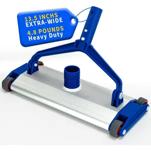 Heavy Duty Pool Vacuum Head 13.5" Aluminum Body Fit for 1.5" Hose Weighted Pool Vac Cleaner Deep Cleaning All Surfaces for Inground & Above Ground Pools Vinyl Liner Floor Step Corner