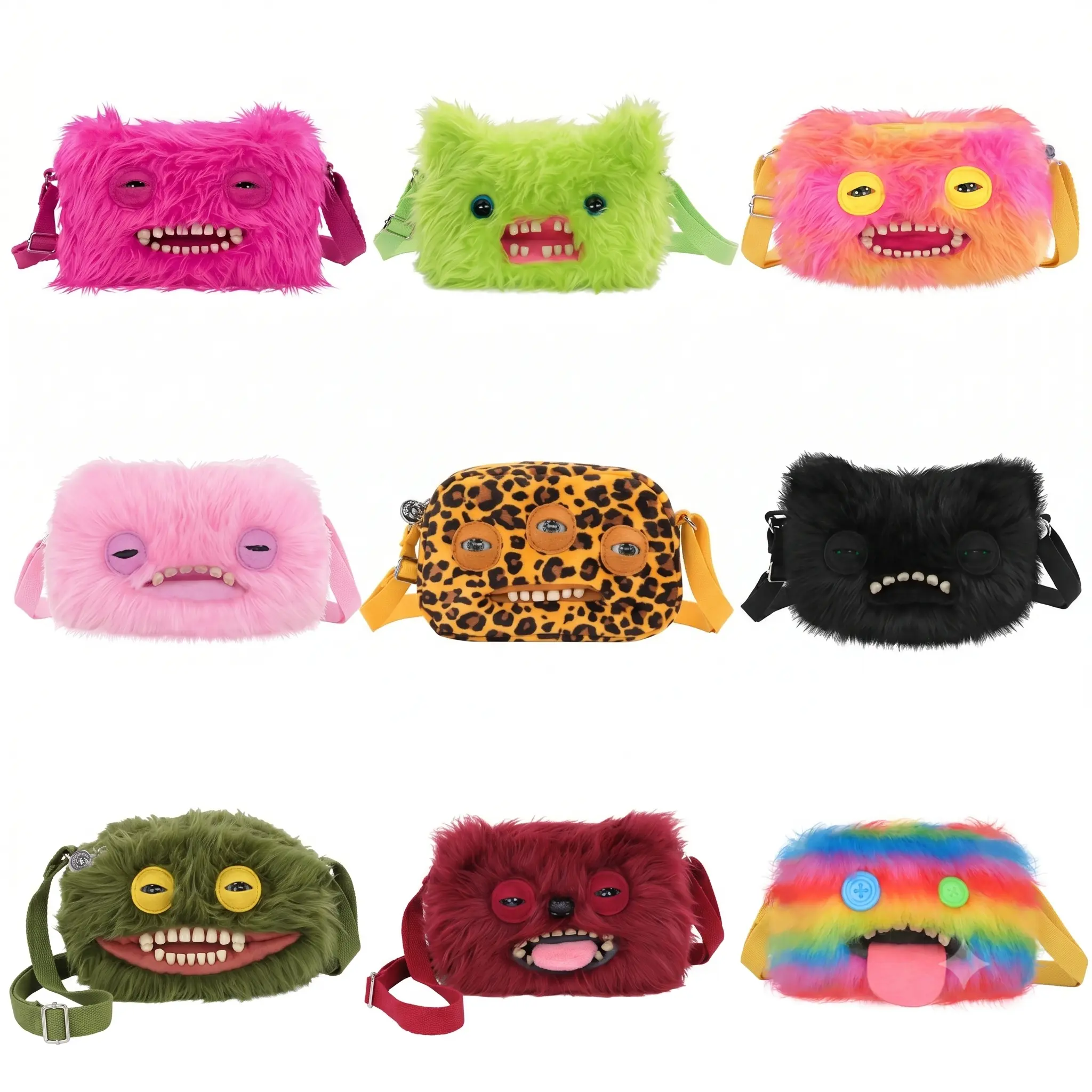 Fuggler Plush Crossbody Bag - Ugly-Cute Monster Plush Purse with Adjustable Strap, Quirky Y2K Shoulder Bag & Funny Fashion Accessory Gift for Teen Girls & Women