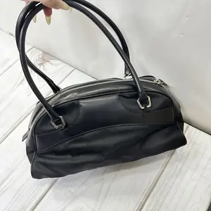 Pre-owned PRADA 1 Shoulder Bags Tessuto Nylon and Leather Bowling Bag YX