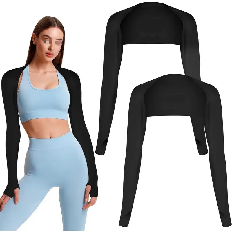 2 Pack Cooling Shawl Arm Sleeves UV Protection Sun Sleeves Sun Protection Arm Sleeve with Finger Hole for Women