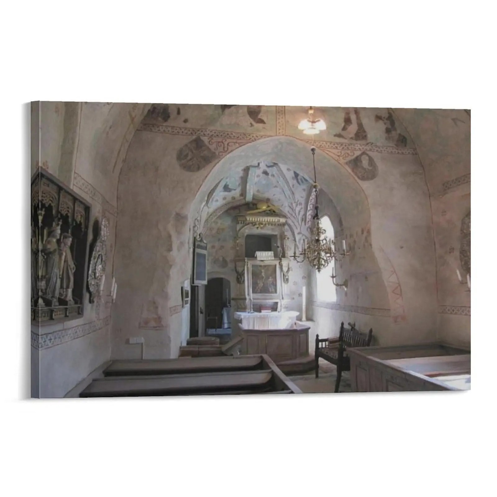 Romanesque Architecture Poster Interior, Yttergran Church, Sweden (1150) Canvas Wall Art Prints Canvas Poster Bedroom Decor Sports Landscape Office Room Decor Gift Frames Ornaments Artistic Decoration Photo Frame-Style