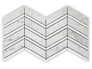 Oriental White Chevron Marble Backsplash Mosaic Floor & Wall Tiles (8.5x16 inch) DP8895
