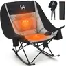 ABORON Rocking Chair (No battery), XXL Oversized Folding Outdoor Camping Chair, Padded Lawn Chair - Oxford Fabric, Full Body Cushion, Built-in Cooler, Side Pocket, 400lb Capacity, for Balcony, Patio,Sports Events,Camping Gear sohochic