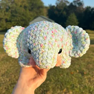 Crochet Blue Blossom Elephant