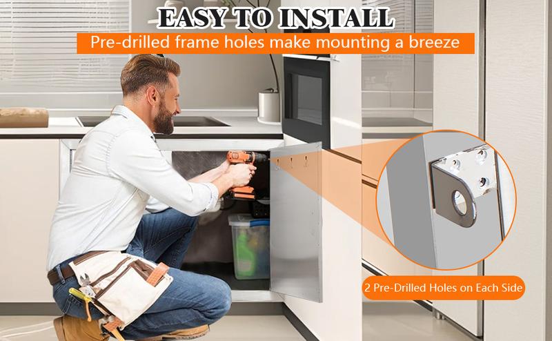 Garvee High-Performance Stainless Steel Outdoor Kitchen Doors and Access Panels Available in Multiple Sizes (17" to 31" W x 21" to 24" H) Perfect for BBQ Islands, Grilling Stations, Fireplaces, and Both Indoor and Outdoor Use