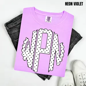 Polka Dot Monogram Comfort Colors T-Shirt ‘NLB’