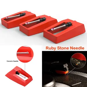 Ruby Stone Needle 3 Pack Ceramic Replacement Stylus for ION Jenson Crosley Victrola Sylvania Turntables LP Vinyl Player Accessories
