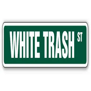 SignMission  30 in. White Trash Street Sign - Trailer Rv Park Double Wide