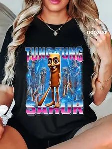 100% Cotton Unisex Tung-Tung-Sahur Italian-Brainrot Funny Gen Z Men Women Youth T-Shirt