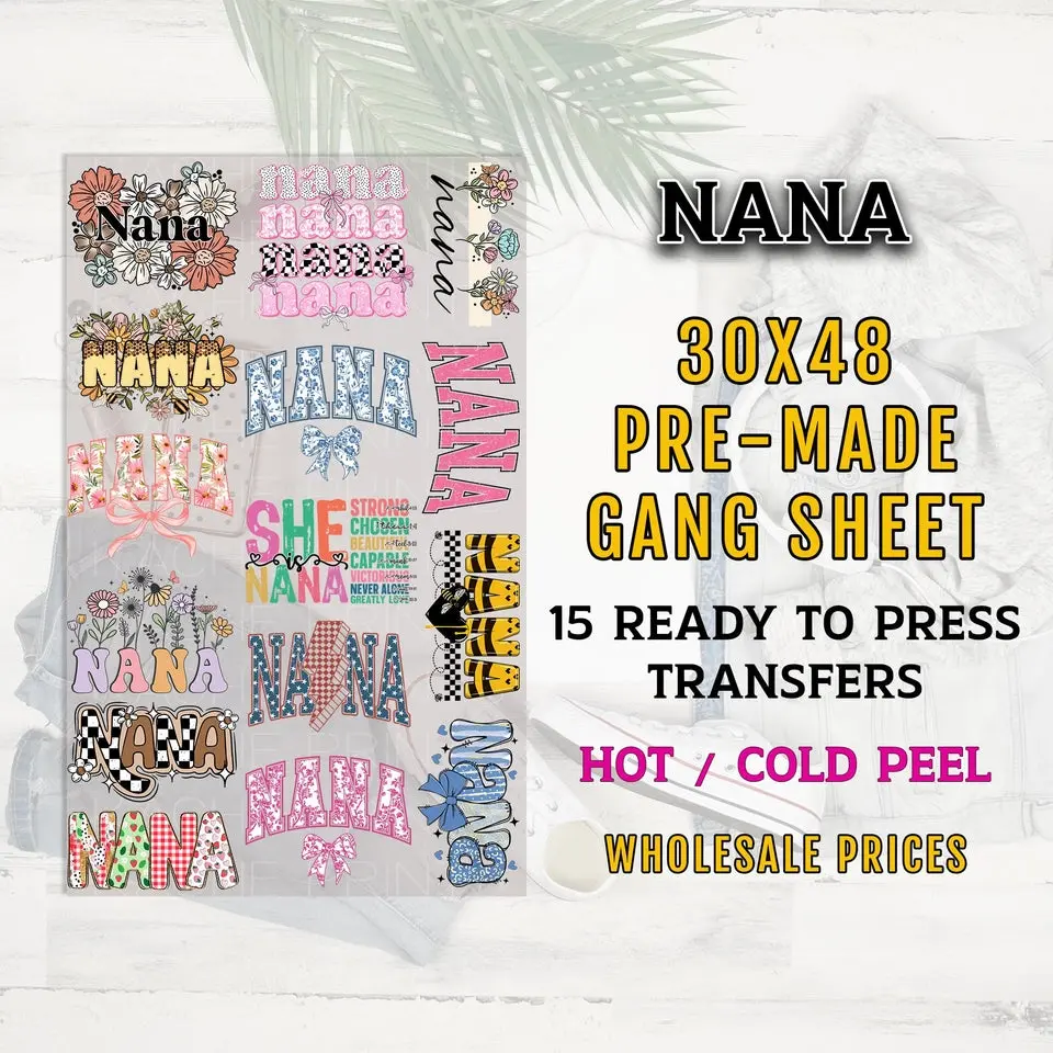 Nana DTF Transfer, Nana Gang Sheet, DTF Transfer Ready For Press, Nana Premade Gang Sheet, Heat Transfer, Custom Transfers, Nana Transfers