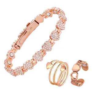 Feraco-Pure Copper Bracelets for Women, Ultra Strength Magnetic Bracelet with 3800 Gauss Magnets & Sparkling Cubic Zirconia, Adjustable,charm bracelet