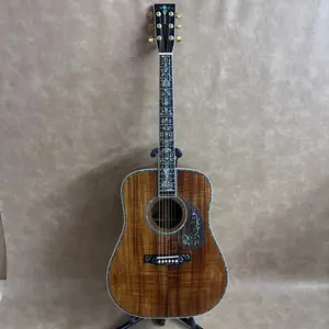 New Arrival Brown All Koa D45 Acoustic Guitar, All Koa, Ebony Fingerboard, 6 Strings, Fully Enclosed Buttons, 20 Frets, Suitable for Folk, Country