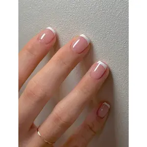 24PCS Short Square Press-On Nails – Elegant White French Tip, Reusable & Fade-Resistant!