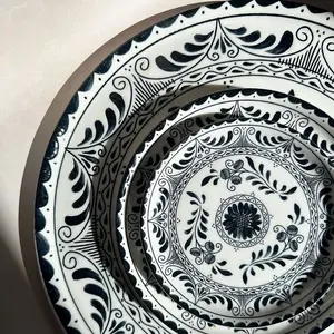 Talavera Dinnerware Set Porcelain 20-Piece BLACK