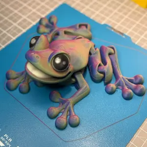 Vaughn James Designs Large Dual-Color Articulated Frog with Glow-in-the-Dark Eyes & Magnetic Limbs Modern Design for Desk Buddy or Unique Gift Decor Light Metal Ornaments