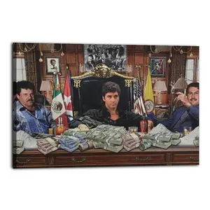 Tony Montana Money And Power Poster for Bedroom Aesthetic Canvas Wall Art Living Room Posters Painting Picture Print Modern Family Decor Artist Bathroom Poster