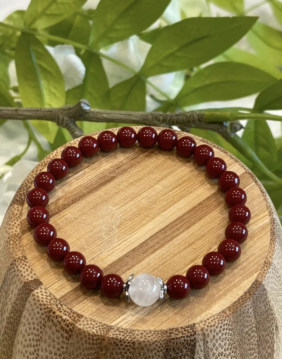 Embrace Positive Change; Prosperity, Wealth, Abundance, Success, Cinnabar & Moonstone Bracelet