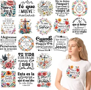 Spanish  Iron on Transfers - 20 count DTF Transfers Ready to Press, Christian Heat Transfer Vinyl,  Religious Iron on Decal Patches Stickers for T Shirt Clothes Hat Pillows DIY Crafts