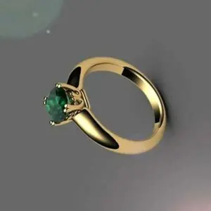 Trendy Green Faux Gemstone Golden-plated Ring - Party Jewelry - For Women, Mom, Family & Friends - Perfect Valentine's Day Gift