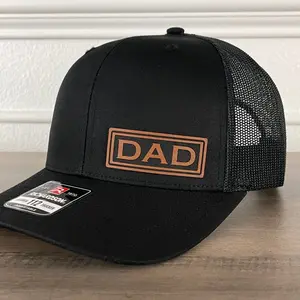 DAD Side Leather Patch Hat Valentines Day Gift Black