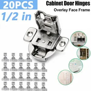 20-Pack 1/2" Overlay Soft Close Face Frame Cabinet Hinges, 105° Compact Door Hardware for Cabinets
