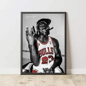 Michael J0rdan Smoking Cigar Poster, Product without frame
