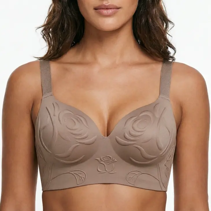 3D Rose Seamless Push-Up Bra | Ultra-Lightweight, Comfortable, Shockproof Design with Side Smoothing, Back Contouring, and Full Shaping Support Straps Womenswear