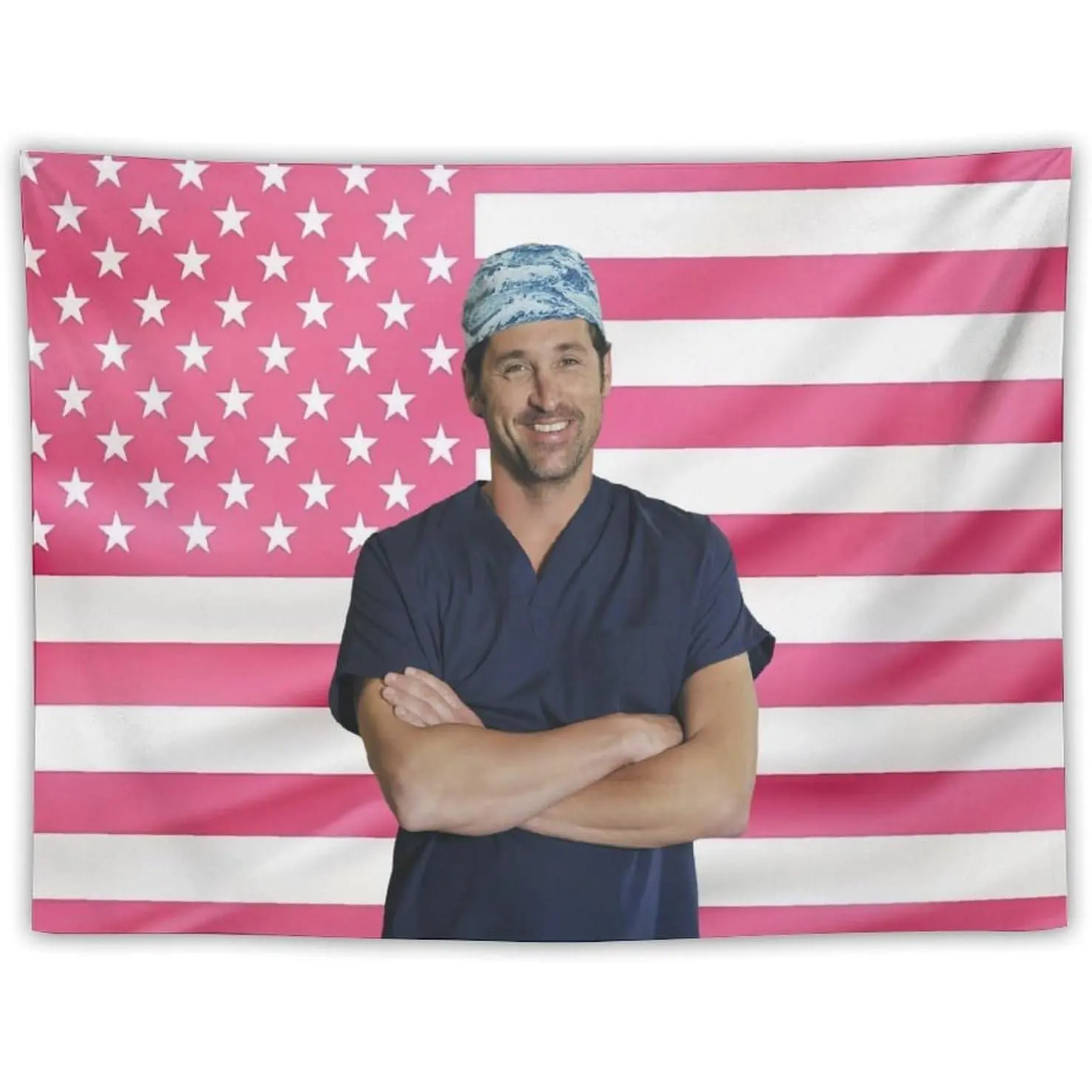 Patrick Dempsey Rap Star Themed Print Wall Tapestry, Light Peach 40x30in (102x76cm) Paper Aesthetics Decor, Home Decor Supplies for Teen Girls’ Dorm & Room Gift Idea