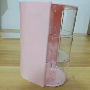 Powder Puff Storage Box, Rotating Dustproof Makeup Organizer for Vanity Table, Beauty Sponge, Cushion, Lipstick, and Makeup Brush Storage Rack, Makeup Tool Organizer