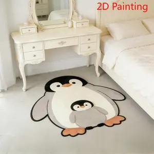 Cute penguin shape living room sofa carpet ins style bedroom decoration bedside carpet creative personality balcony bay window carpet fluffy soft reading area play area plush carpet home washable bathroom toilet entry entrance anti-slip floor mat