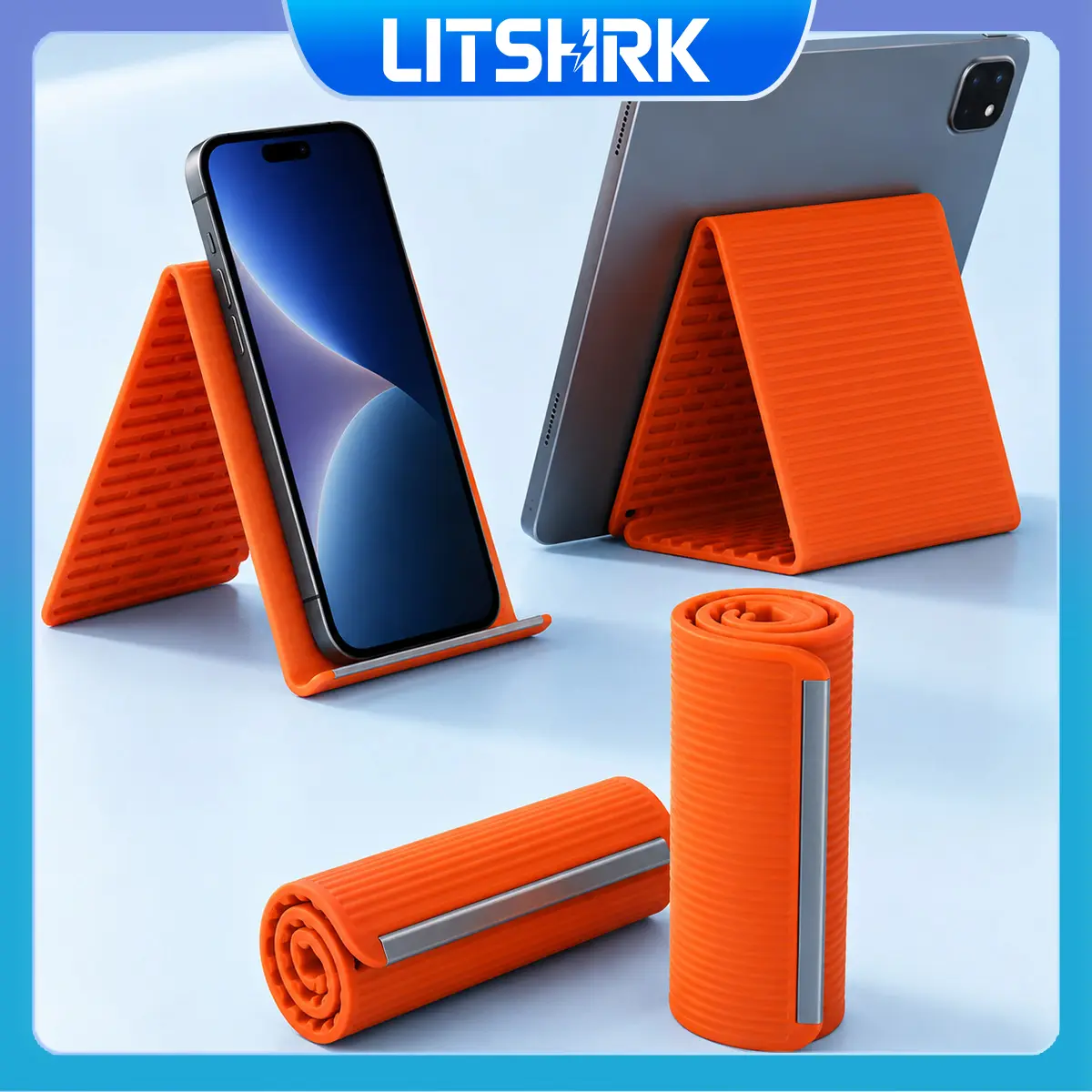 Black Universal Folding Aluminum Alloy-Silicone Tablet Stand, Multi-Functional Holder for Mobile Phones & Laptops with Flexible Support (Electronics Accessories),back to school,back to school haul